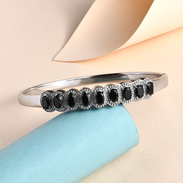 Schwarzer Spinell Armreif ca. 19 cm Edelstahl ca. 5.27 ct image number 1