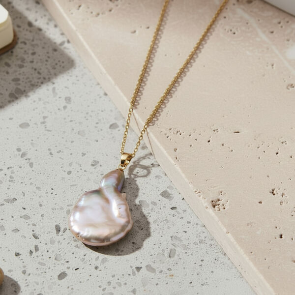 AAA Mehrfarbige Süßwasser Perle Anhänger mit Kette, ca. 50 cm 316L Edelstahl, Goldfarben image number 1