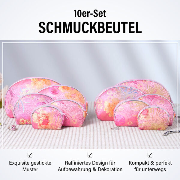 10er-Set Schmuckbeutel, Rosa image number 2