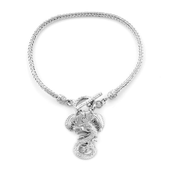 Royal Bali Kollektion - Tulang Naga Armband mit Drachen und Blatt Anhänger, ca. 19 cm, 925 Silber ca. 10,53g image number 0