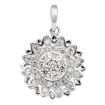 Lustro Stella - Wei&szlig;er Zirkonia Anh&auml;nger, 925 Silber rhodiniert ca. 0.63 ct