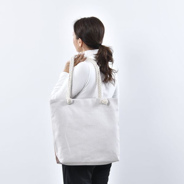 Jute Handtasche, Blumenmuster, Gr&ouml;&szlig;e 40,6x9x36,6 cm image number 3