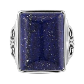 Lapislazuli Ring, Reiner Edelstahl, (Größe 16.00), ca. 16.50 ct