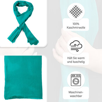 LA MAREY - Luxuri&ouml;ser und weicher Schal aus 100 % Kaschmirwolle, 70 x 195 cm, t&uuml;rkis blau