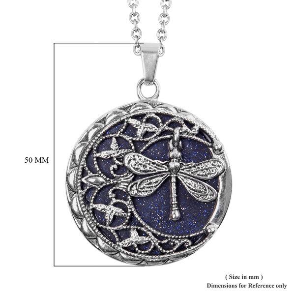 Blauer Sandstein Anhänger mit Kette ca. 50 cm in Edelstahl image number 6