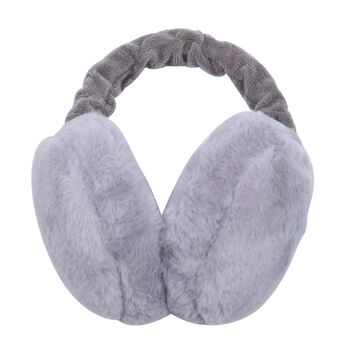 Faltbarer Kunstfell Ohrensch&uuml;tzer, Gr&ouml;&szlig;e 12x20 cm, Hellgrau