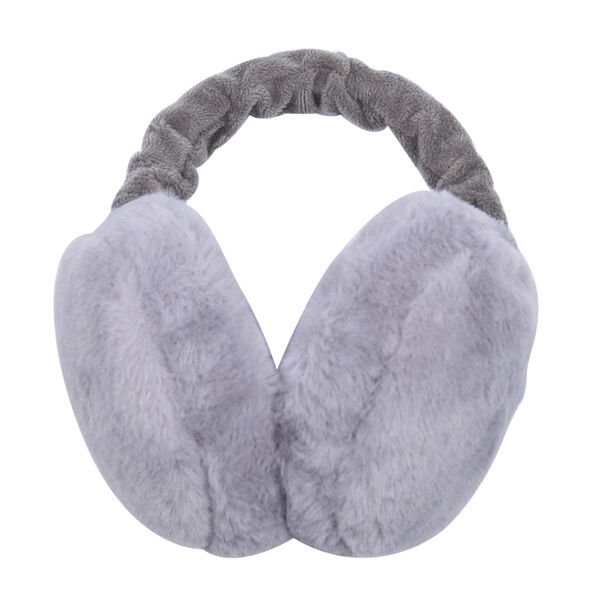Faltbarer Kunstfell Ohrensch&uuml;tzer, Gr&ouml;&szlig;e 12x20 cm, Hellgrau