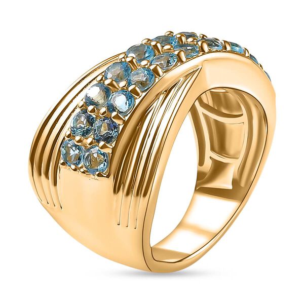 GP Art d&eacute;co Kollektion- Schweizer Blautopas und Kanchanaburi blauer Saphir-Ring- 2,16 ct. image number 5