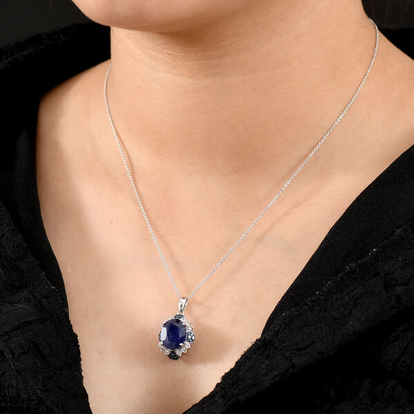 Masoala Saphir, blauer Diamant und Zirkon Ring und Anhänger mit 50cm Kette image number 4