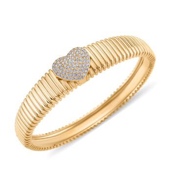 Wei&szlig;er Zirkonia Armreif ca. 19 cm Nickelfreies Messing, goldfarben