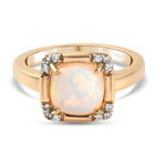 Natürlicher, äthiopischer Opal und Zirkon-Ring, 925 Silber 585 Gelbgold Vermeil  ca. 1,42 ct image number 0