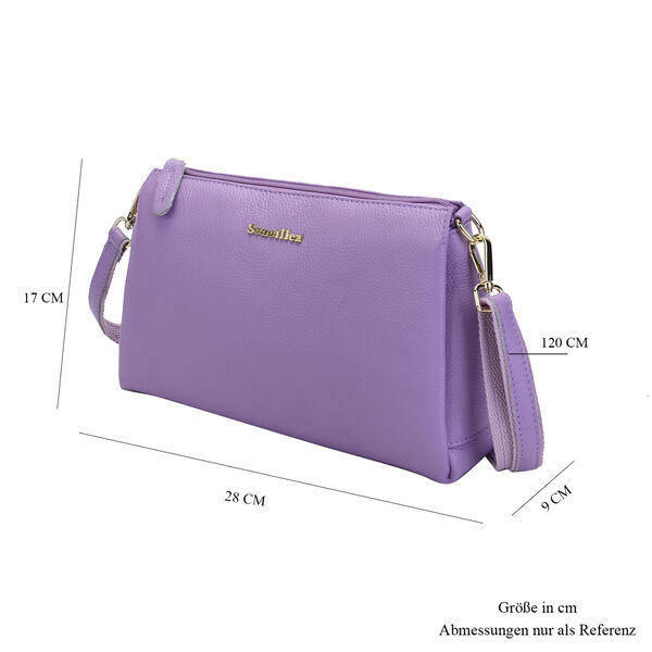 Sencillez Crossbody Tasche aus echtem Leder,  Gr&ouml;&szlig;e 28x9x17 cm, Lila image number 6