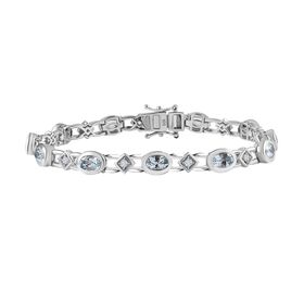 AA Aquamarin, Weißer Zirkon Armband ca. 19 cm 925 Silber rhodiniert ca. 4,82 ct.