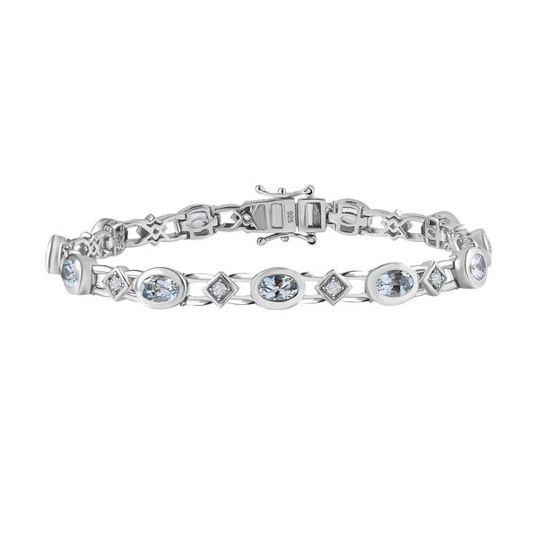 AA Aquamarin, Weißer Zirkon Armband ca. 19 cm 925 Silber rhodiniert ca. 4,82 ct. image number 0