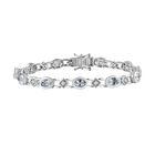 AA Aquamarin, Weißer Zirkon Armband ca. 19 cm 925 Silber rhodiniert ca. 4,82 ct.