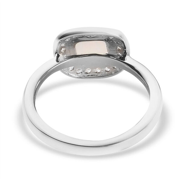 Nat&uuml;rlicher &Auml;thiopischer Opal und Zirkon Halo Ring 925 Silber Platin-&Uuml;berzug image number 6