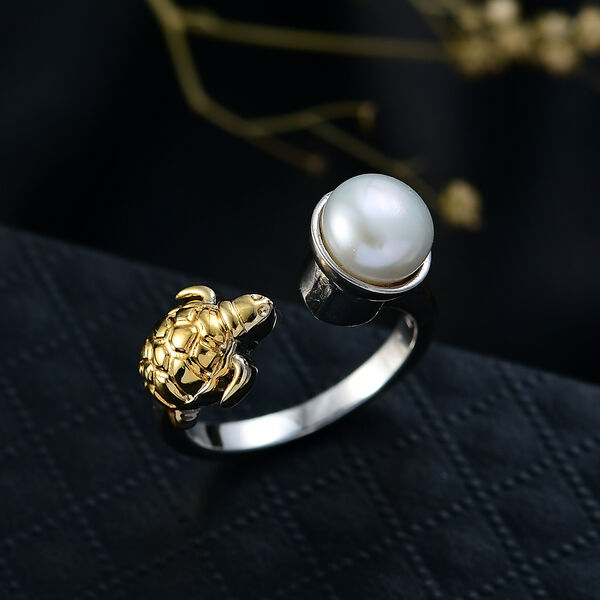 EVER TRUE S&uuml;&szlig;wasser Perle (7.5-8 mm) Ring Nickelfreies Messing Zweifarbige Beschichtung (Gr&ouml;&szlig;e 17.00) image number 2