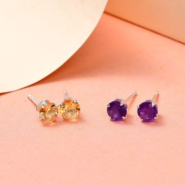 Citrin und Amethyst Ohrringe, 925 Silber ca. 1.84 ct image number 2