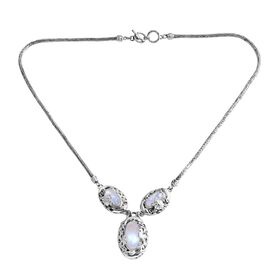 D'Joy Premium Regenbogen Mondstein Halskette ca. 50 cm 925 Silber ca. 20.14 ct D'Joy Premium Regenbogen Mondstein Halskette ca. 50 cm 925 Silber ca. 20.14 ct