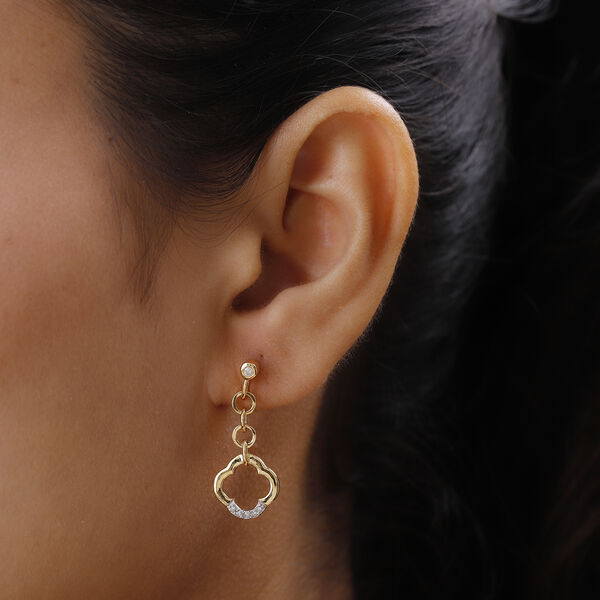 Florale Diamant-Ohrh&auml;nger in Silber image number 3