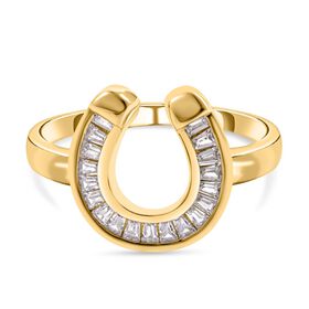 Lustro Stella - Weißer Zirkonia Ring, 925 Silber vergoldet, ca. 0,72 ct