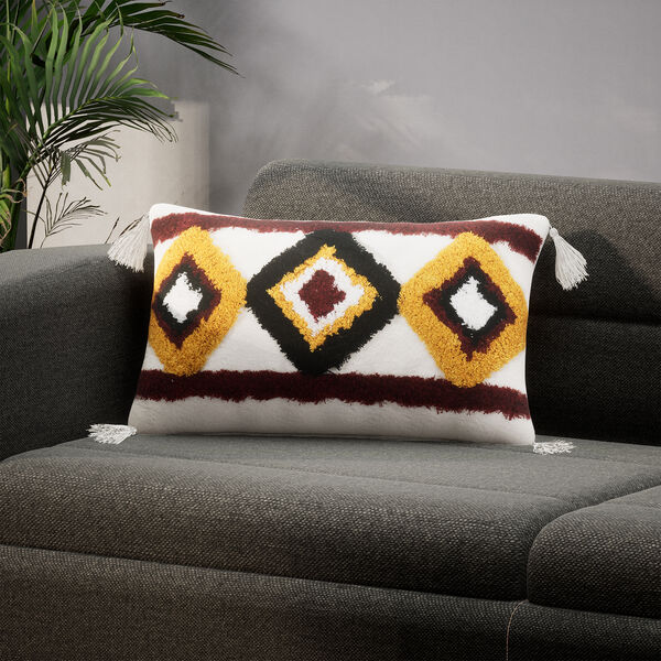 2er Set - Kissenbezug mit Quasten, Diamantmuster image number 6