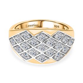 LUXURIANT DIAMOND - Lab Grown Diamant SI-GH Ring 925 Silber 750 Gelbgold Vermeil (Größe 18.00) ca. 1.00 ct