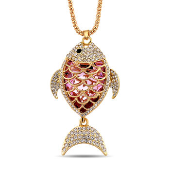 Mehrfarbiger Kristall Anh&auml;nger mit Kette ca. 63.5 cm + 5 cm Extender, Legierung Gelb