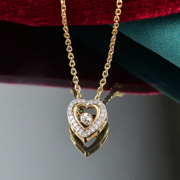 LUXURIANT SI-GH Labor Diamant Anh&auml;nger mit 45cm Kette, 925 Silber 750 Gelbgold Vermeil - 0,25 ct. image number 1