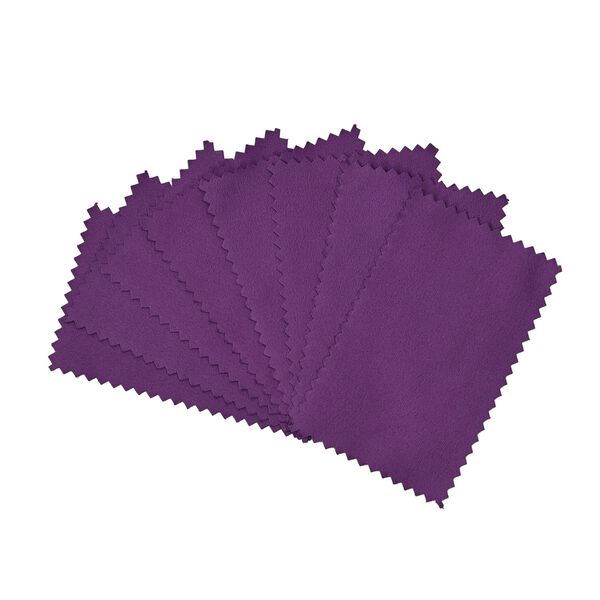 Quadratische Ringbox aus Samt mit Glasfenster und 10 Silberputztüchern, 24x24x5 cm, Violett image number 5