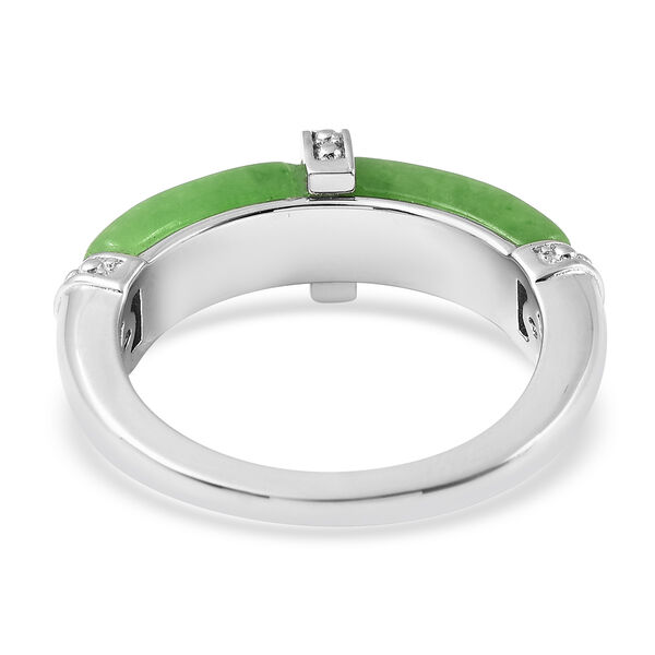 Gr&uuml;ne Jade und Zirkon Ring 925 Silber Rhodium-&Uuml;berzug image number 5