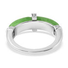 Grüne Jade und Zirkon Ring 925 Silber Rhodium-Überzug image number 4
