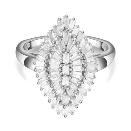 Wei&szlig;er Diamant P3 Ring, 925 Silber platiniert (Gr&ouml;&szlig;e 18.00) ca. 1.00 ct