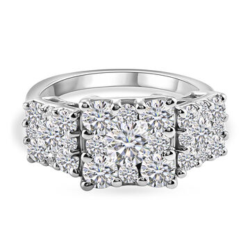 LUSTRO STELLA Hergestellt mit Feinster ZIRKONIA Cluster-Ring 925 Silber platiniert (Gr&ouml;&szlig;e 16.00)