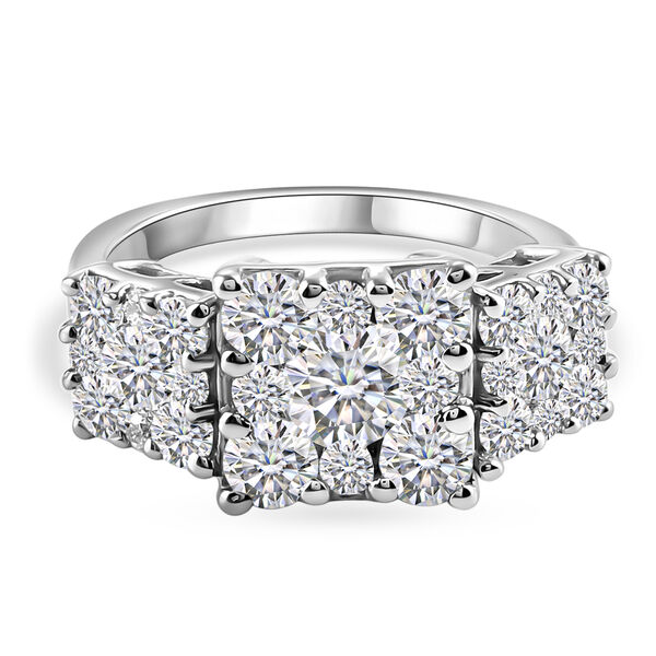 LUSTRO STELLA Hergestellt mit ZIRKONIA Cluster-Ring 925 Silber Platin-&Uuml;berzug