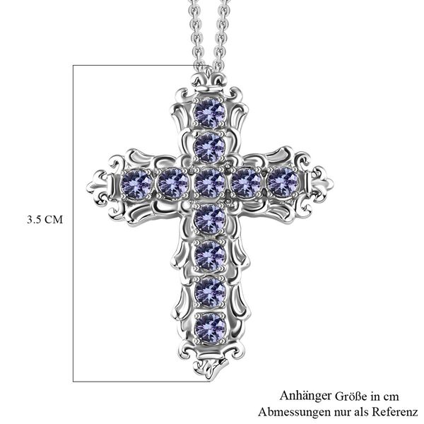Tansanit Kreuz-Anhänger mit Kette, 50 cm - 1,15 ct. image number 7