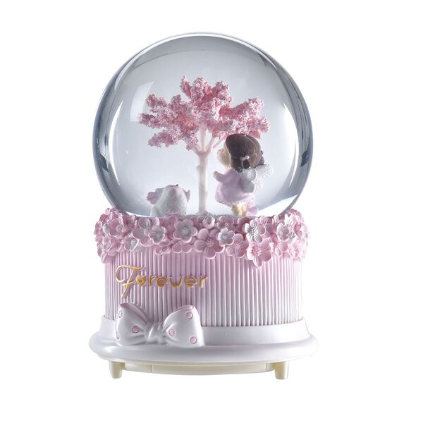 Schneekugel mit Musik, Der Wunschbaum und das Mädchen, 11x15.5cm, lila image number 3