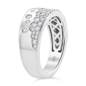 Moissanit Ring 925 Silber rhodiniert (Gr&ouml;&szlig;e 17.00) ca. 0,76 ct