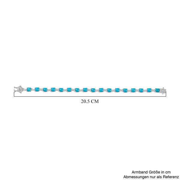 Amerikanischer nat&uuml;rlicher Sleeping Beauty T&uuml;rkis, Wei&szlig;es Zirkon Armband ca. 19 cm 925 Silber rhodiniert ca. 11.23 ct image number 5