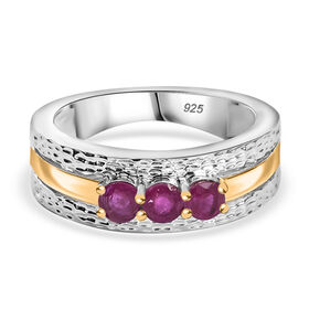 Afrikanischer Rubin (Fissure gefüllt) Ring 925 Silber rhodiniert (Größe 20.00) ca. 0,82 ct