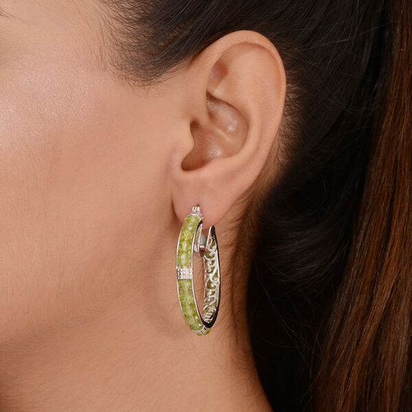 Nat&uuml;rliche Peridot-Creolen in Silberton, 22,00 ct. image number 3