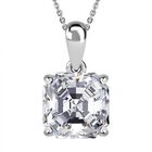 Asscher Schliff Moissanit Anhänger mit Kette, 925 Silber platiniert ca. 2.65 ct