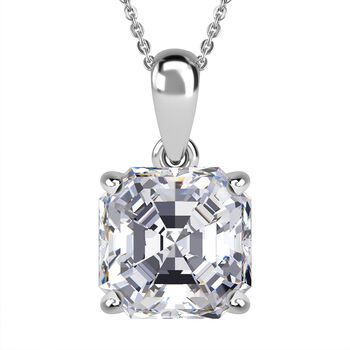 Asscher Schliff Moissanit Anh&auml;nger mit Kette, 925 Silber platiniert ca. 2.65 ct