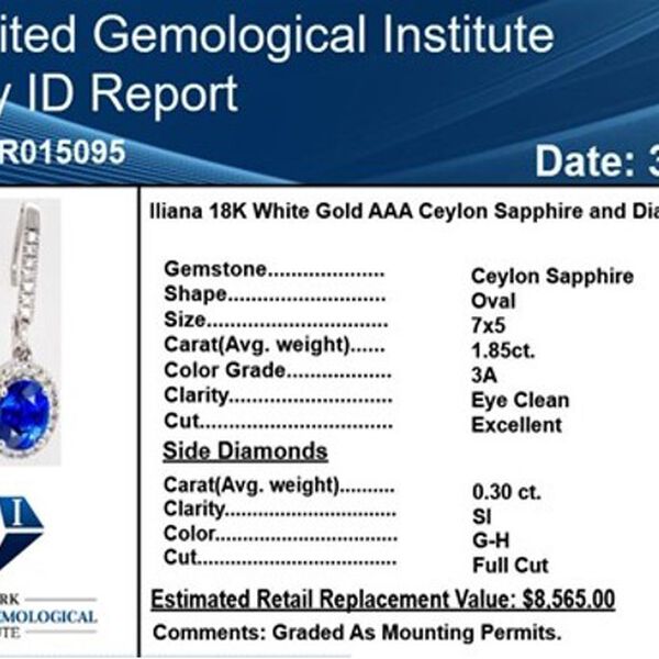 Iliana AAA Ceylon-Saphir und weiße Diamant-Ohrringe, SI G-H, 750 weiß Gold ca. 2,15 ct image number 5
