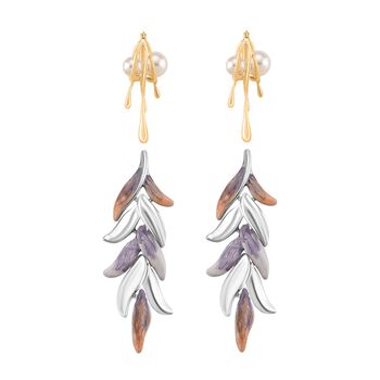 Wei&szlig;er Kristall Ohrringe, Legierung emailliert, Goldfarben