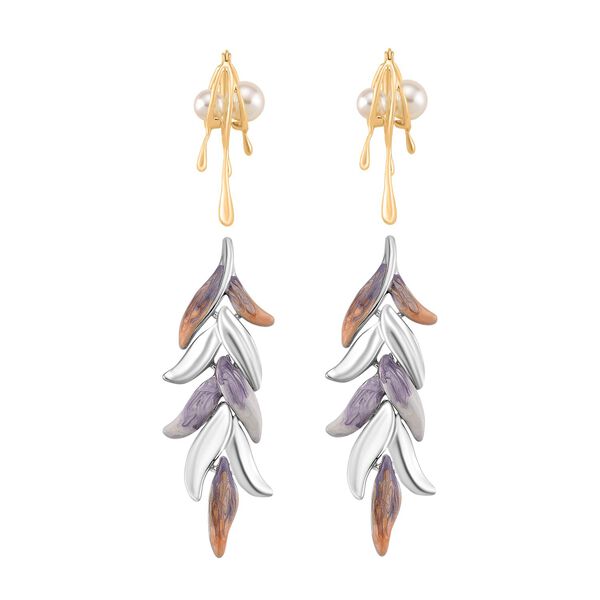 Wei&szlig;er Kristall Ohrringe, Legierung emailliert, Goldfarben