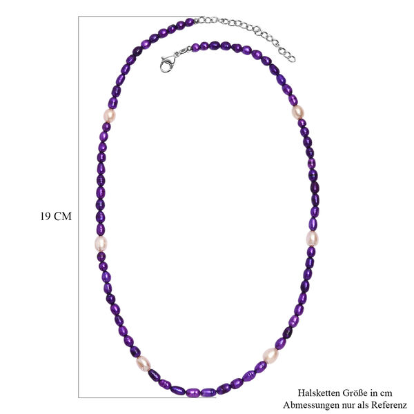Lila gef&auml;rbte Perle und S&uuml;&szlig;wasser Perle 45+5cm Halskette - 65 ct. image number 4