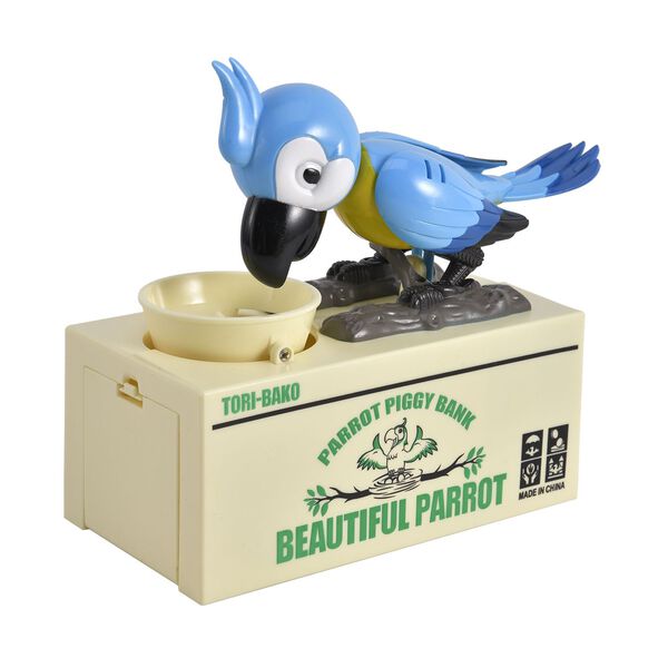 M&uuml;nzstehlende Papagei-Spardose, 2x AA Batterien (nicht inkl.), 18x8x15 cm, blau image number 2