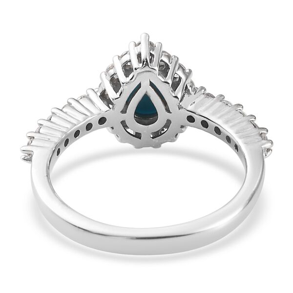 Nat&uuml;rlicher Sleeping Beauty T&uuml;rkis und Zirkon Halo Ring 925 Silber Platin-&Uuml;berzug image number 3