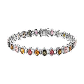 Mehrfach-Turmalin und Zirkon Armband, 19 cm - 12,95 ct.